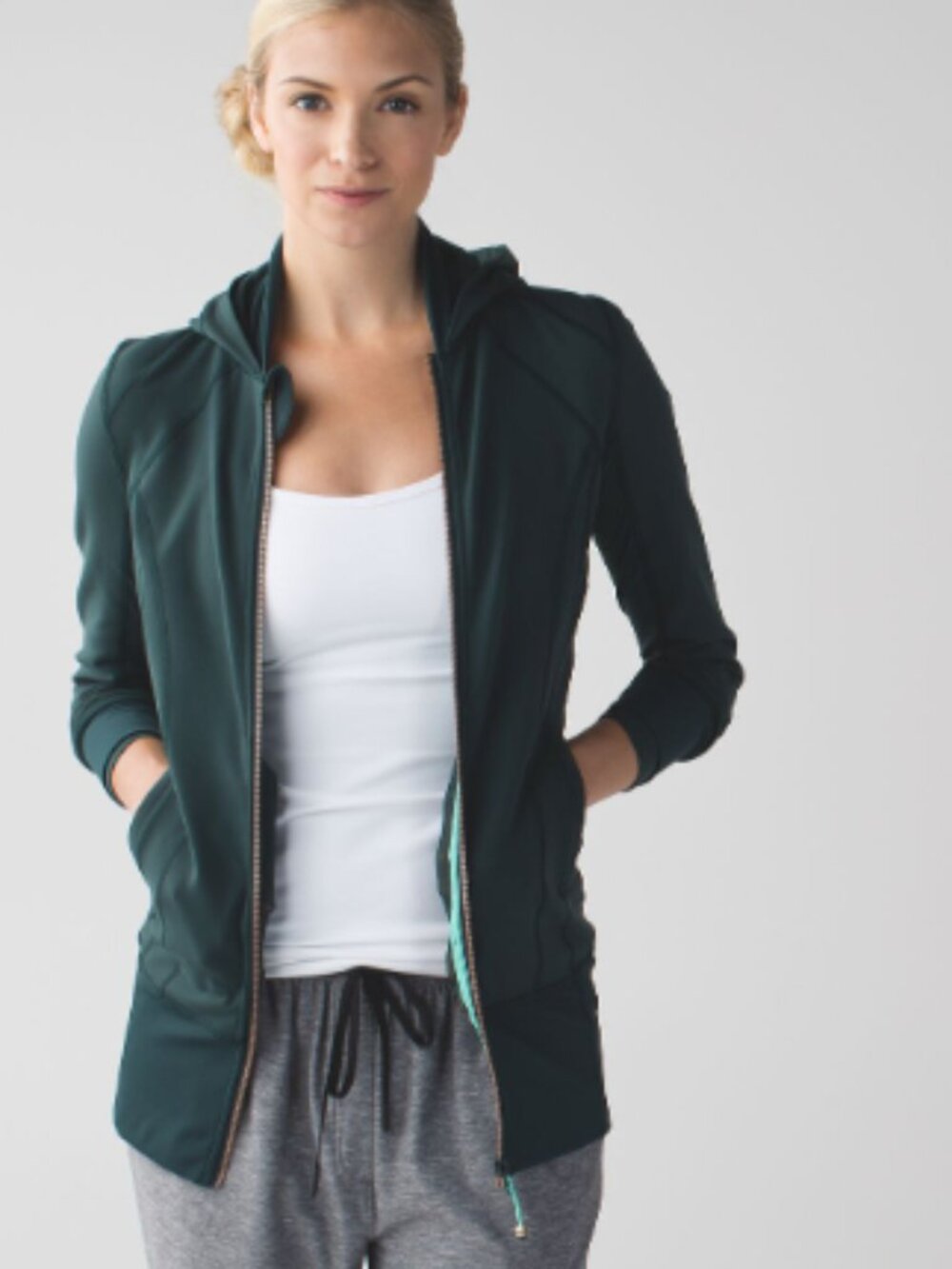 Lululemon Daily Practice Jacket Full Zip Hoodie Dark Fuel Green Size 10